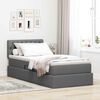 vidaXL Bett mit Stauraum und LED mit LED Dunkelgrau 90 x 190 cm Stoff