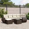 vidaXL 6-tlg. Garten-Sofagarnitur mit Kissen Braun Poly Rattan