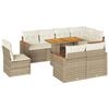 vidaXL 9-tlg. Garten-Sofagarnitur mit Kissen Beige Poly Rattan Akazie