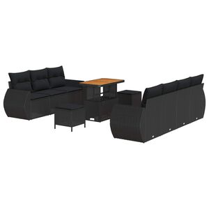 vidaXL Gartensofa-set 10 Stk. 7-Sitzanzahl Schwarz Poly-Rattan