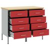 vidaXL Werkbank mit Schubladen 2 pcs Rot und Grau 100 x 55 x 85 cm