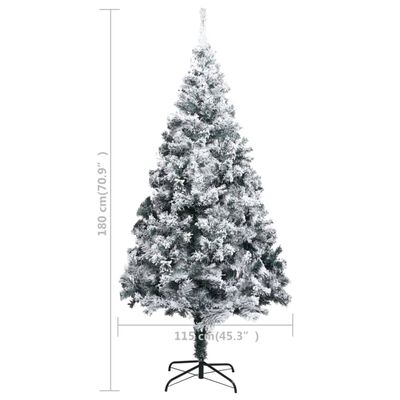 vidaXL Künstlicher Weihnachtsbaum mit Beleuchtung & Schnee Grün 180 cm