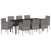 vidaXL Garten Essgruppe 9 stk. Grau Poly-Rattan
