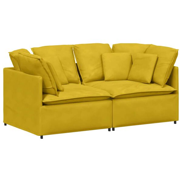 vidaXL Modulares Sofa mit Kissen Samt Gelb