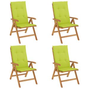 vidaXL Verstellbare Klappst&uuml;hle mit Kissen, 4-teilig, Massivholz Teak