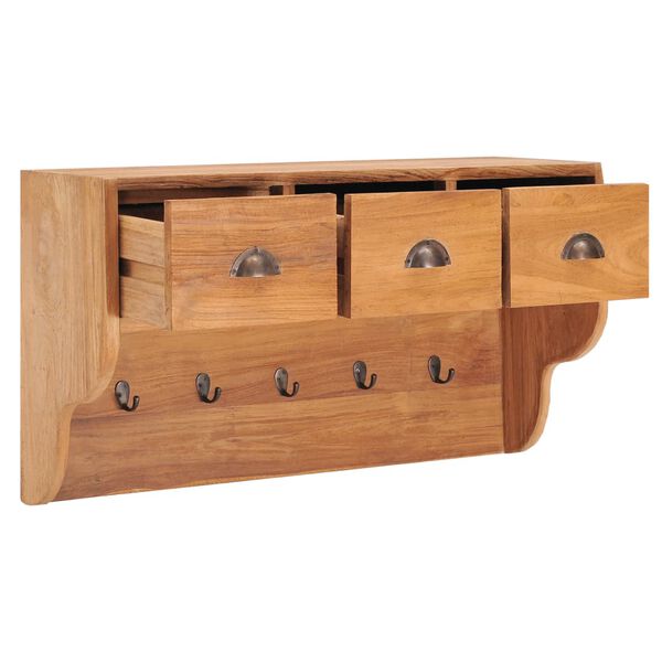vidaXL Wandgarderobe 80x25x45 cm Massivholz Teak