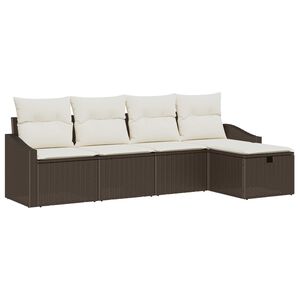 vidaXL Sofa Set mit Kissen mit Speicher 5 pcs Braun Poly-Rattan