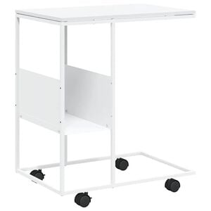 vidaXL Beistelltisch mit Rollen Wei&szlig; 55x36x63,5 cm Holzwerkstoff