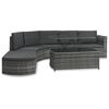 vidaXL 4-tlg. Garten-Lounge-Set mit Auflagen Poly Rattan Grau
