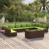 vidaXL 12-tlg. Garten-Lounge-Set mit Kissen Braun Poly Rattan