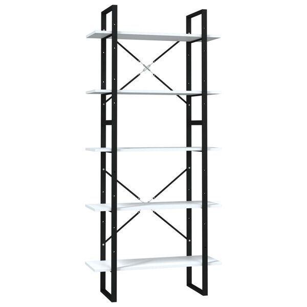 vidaXL Bücherregal 5 Fächer Weiß 80x30x175 cm Holzwerkstoff