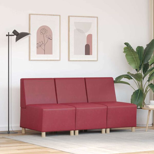 vidaXL Modulares Armfreies Sofa 3 pcs Weinrot 55 x 74 x 82 cm