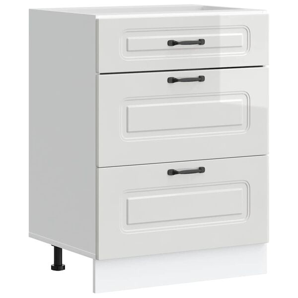 vidaXL K&uuml;chenunterschrank &bdquo;Kalmar&ldquo; Hochglanz-Wei&szlig; Holzwerkstoff