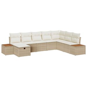 vidaXL Gartensofa-set mit Kissen 9 pcs Beige Poly-Rattan