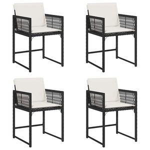 vidaXL Gartenst&uuml;hle mit Kissen 4 Stk. Schwarz Poly Rattan