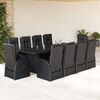 vidaXL 11-tlg. Garten-Essgruppe mit Kissen Schwarz Poly Rattan