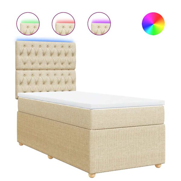 vidaXL Boxspringbett mit Matratze Creme 90x190 cm Stoff