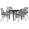 vidaXL Garten Essgruppe mit Kissen 5 pcs Grau Poly-Rattan