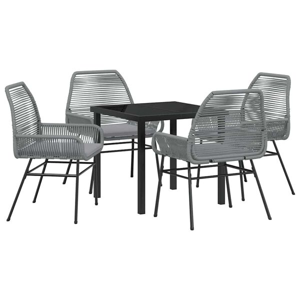 vidaXL Garten Essgruppe mit Kissen 5 pcs Grau Poly-Rattan