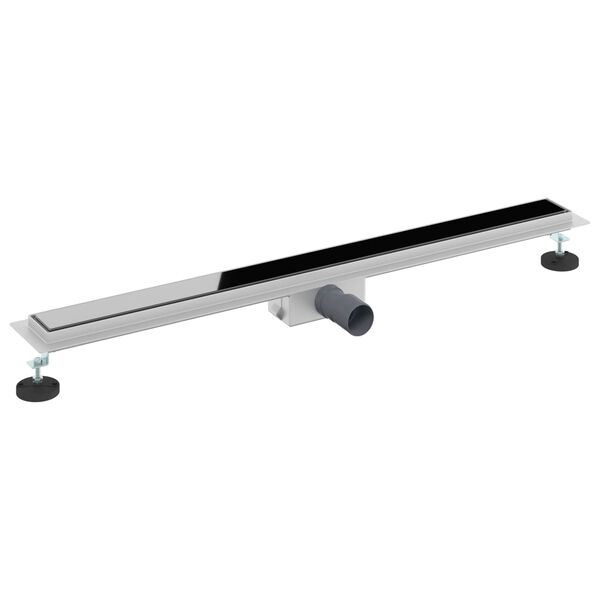 vidaXL Duschabfluss mit Glasabdeckung Schwarz 90 cm Edelstahl 304