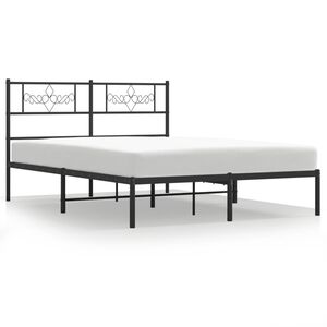 vidaXL Bettgestell mit Kopfteil Metall Schwarz 120x190 cm