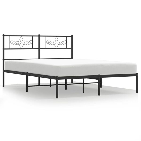 vidaXL Bettgestell mit Kopfteil Metall Schwarz 120x190 cm