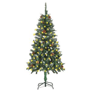vidaXL K&uuml;nstlicher Weihnachtsbaum mit Beleuchtung & Zapfen 150 cm