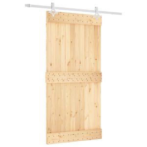 vidaXL Schiebet&uuml;r Nat&uuml;rlich und Wei&szlig; 100 x 210 cm Massivkiefer