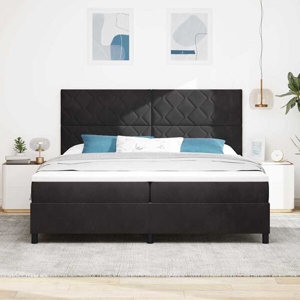 vidaXL LED Boxspringbett mit Matratze Schwarz 200 x 200 cm Stoff