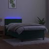 vidaXL Boxspringbett mit Matratze & LED Dunkelgr&uuml;n 90x190 cm Samt