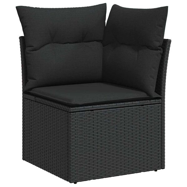 vidaXL Garten-Sofa-Set mit Kissen 8 pcs Schwarz Poly Rattan