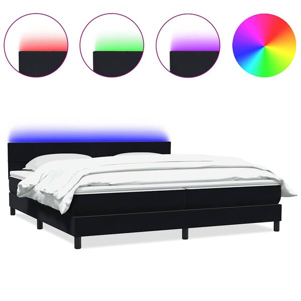vidaXL Boxspringbett mit Matratze & LED Schwarz 180x210 cm Samt