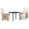 vidaXL Garten Essgruppe mit Kissen 3 pcs Beige Poly-Rattan