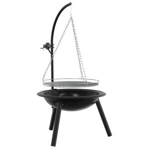 vidaXL Feuerschale mit verstellbarem Grillrost ⌀55,5 x 107,5 cm