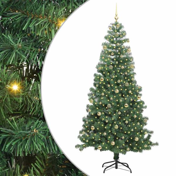 vidaXL Weihnachtsbaum mit 300 LEDs mit St&auml;nder Gr&uuml;n 240 cm PVC