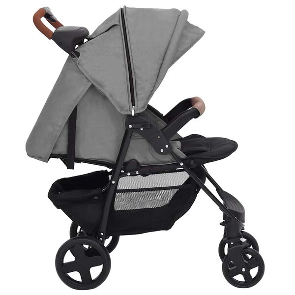 vidaXL 2-in-1 Kinderwagen Hellgrau Stahl