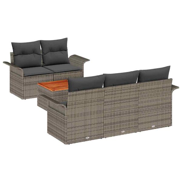 vidaXL Gartensofa-set mit Kissen 6 pcs Grau Poly-Rattan