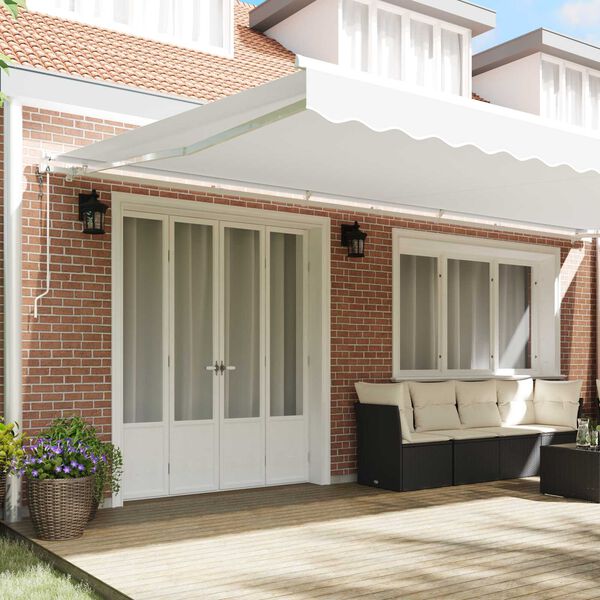 vidaXL Einziehbare Markise Wei&szlig; 600 x 300 cm Stoff