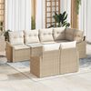 vidaXL Gartensofa-set mit Kissen 7 pcs Beige und Wei&szlig; Poly-Rattan