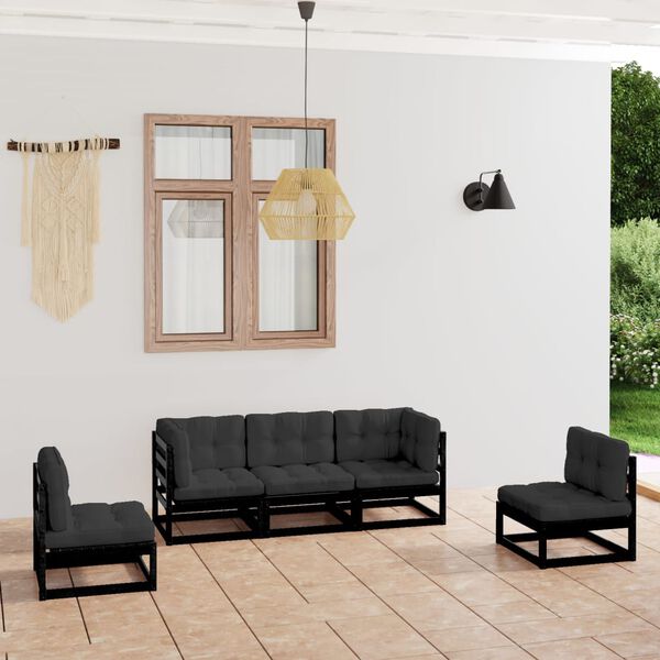 vidaXL 5-tlg. Garten-Lounge-Set mit Kissen Massivholz Kiefer