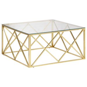 vidaXL Couchtisch Golden Edelstahl und Hartglas