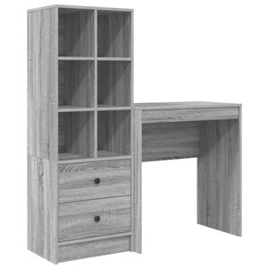 vidaXL Schreibtisch mit Schubladen mit Regal 2 pcs Graues Sonoma