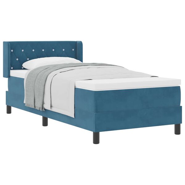 vidaXL Boxspringbett mit Kopfteil Dunkelblau 200 x 100 cm Samt