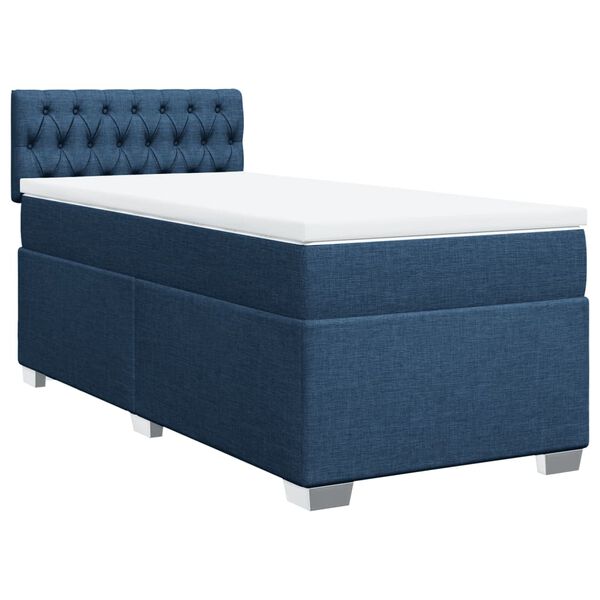 vidaXL Boxspringbett mit Matratze Blau 90x200 cm Stoff