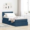 vidaXL Bett mit Stauraum und LED mit Matratze Blau 90 x 200 cm Stoff