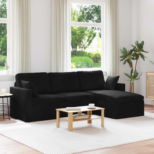 vidaXL Sofa Schwarz Gesamtabmessungen: 228 x 134 x 80 cm (B x T x H)