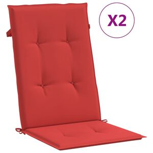 vidaXL Gartenstuhlauflagen f&uuml;r Hochlehner 2 Stk. Rot 120x50x3 cm Stoff