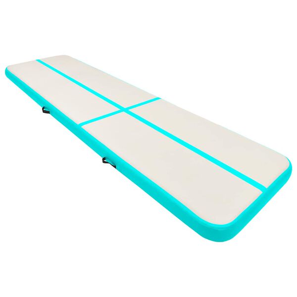 vidaXL Aufblasbare Gymnastikmatte mit Pumpe 600x100x15 cm PVC Gr&uuml;n