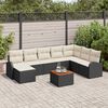 vidaXL Garten-Sofa-Set mit Kissen 9 pcs Schwarz Poly Rattan