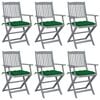 vidaXL Klappbare Gartenst&uuml;hle 6 Stk. mit Kissen Massivholz Akazie